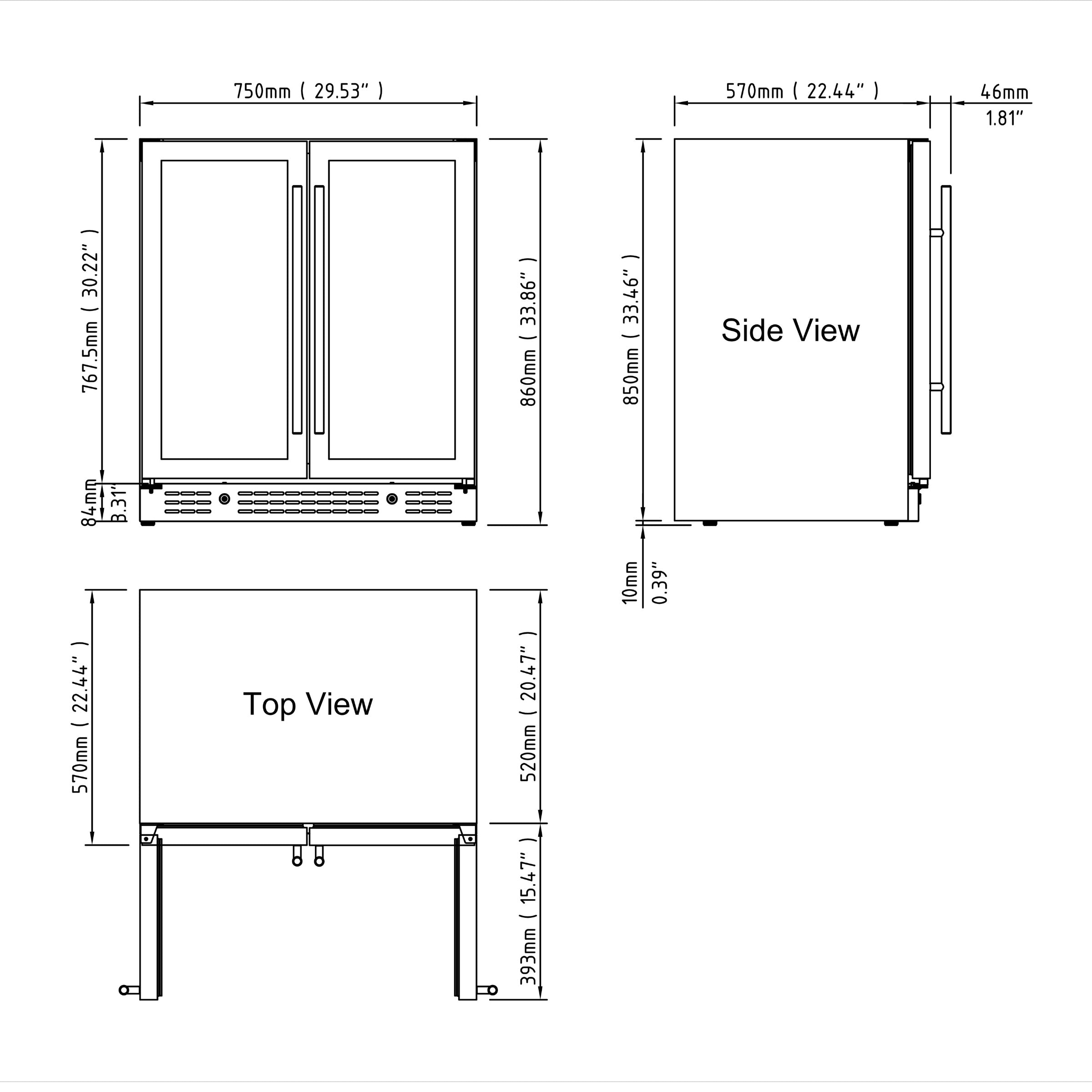 30-inch Wide Undercounter Beverage Fridge with Low-E Glass Door