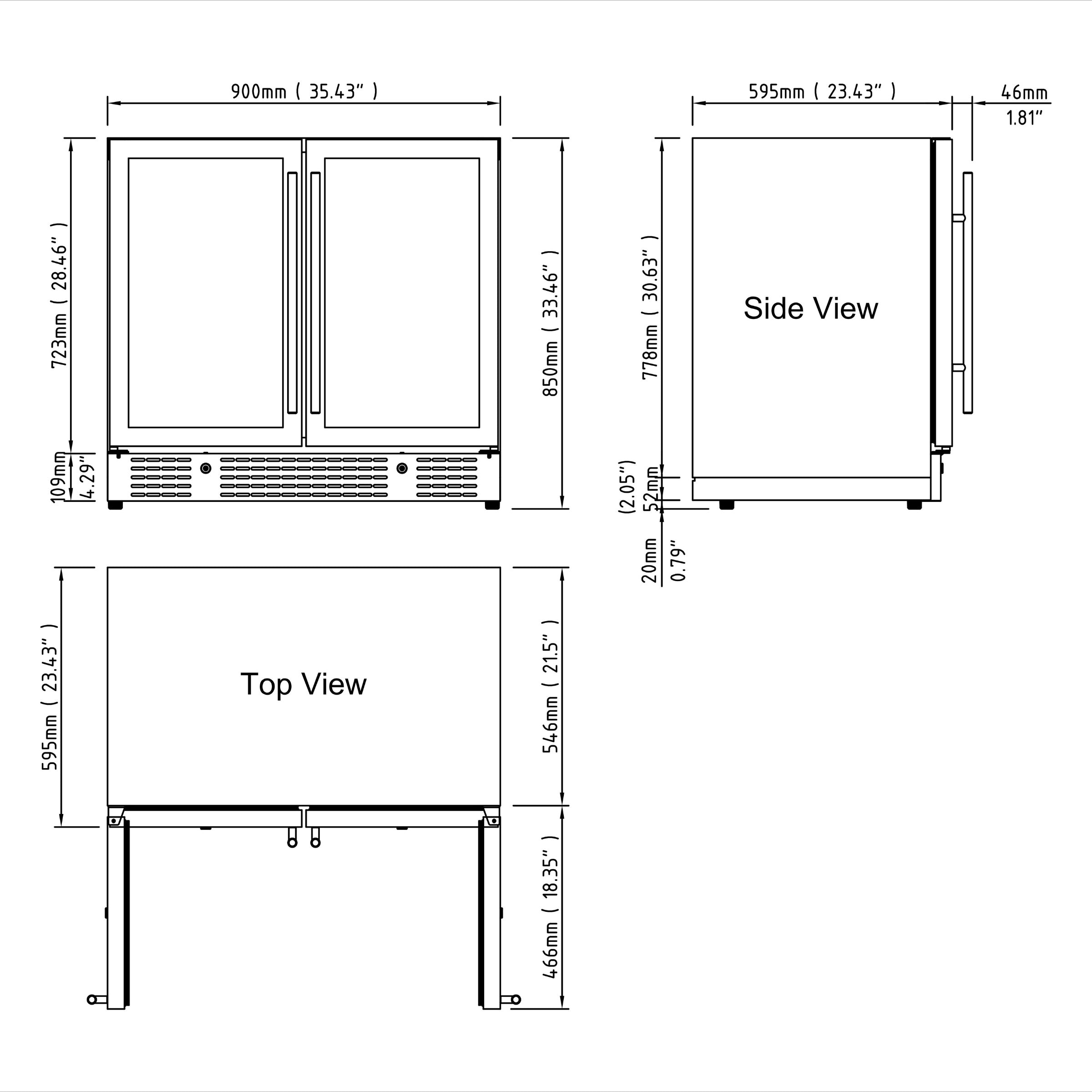 36-inch Beer and Wine Cooler Combination with Low-E Glass Door