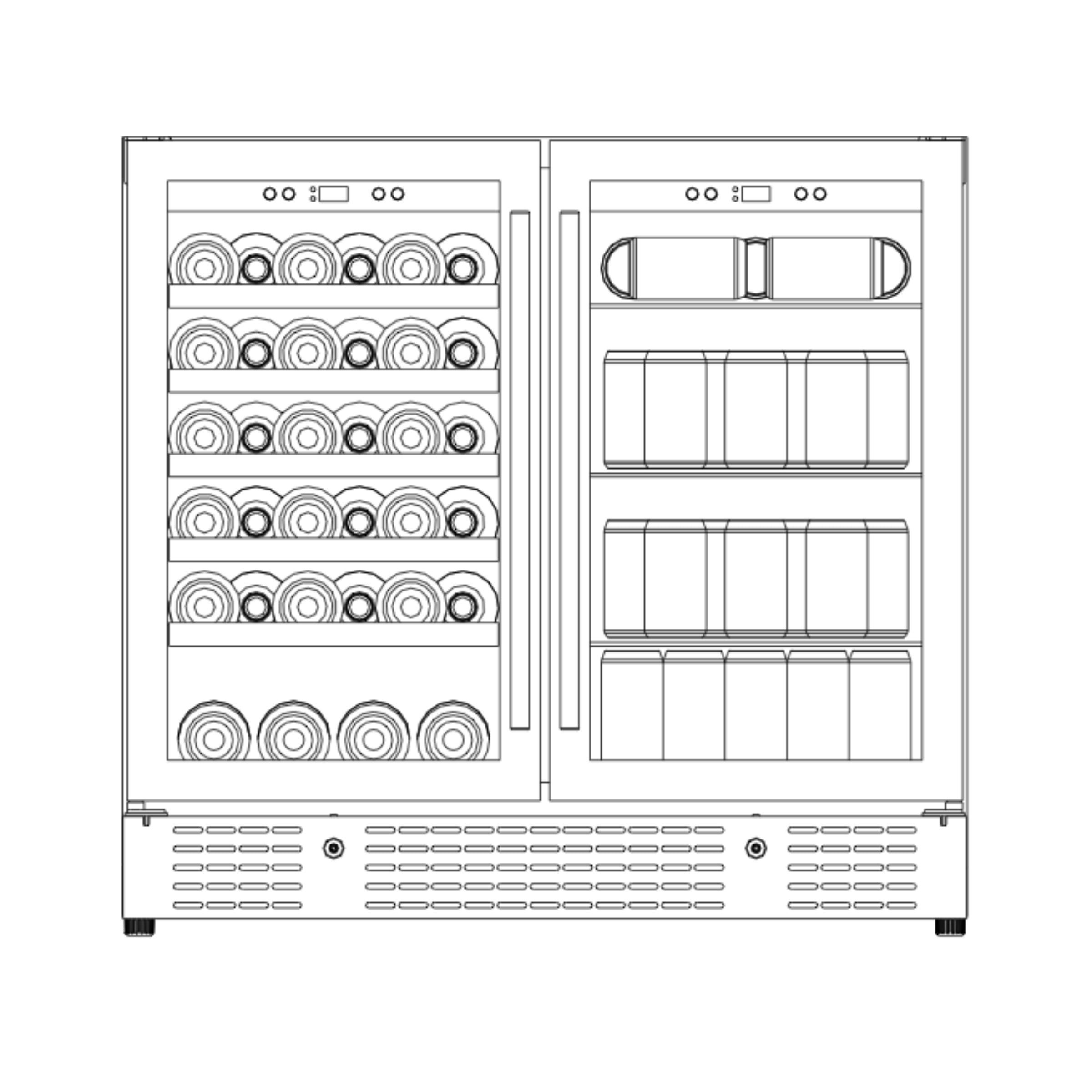 36-inch Beer and Wine Cooler Combination with Low-E Glass Door