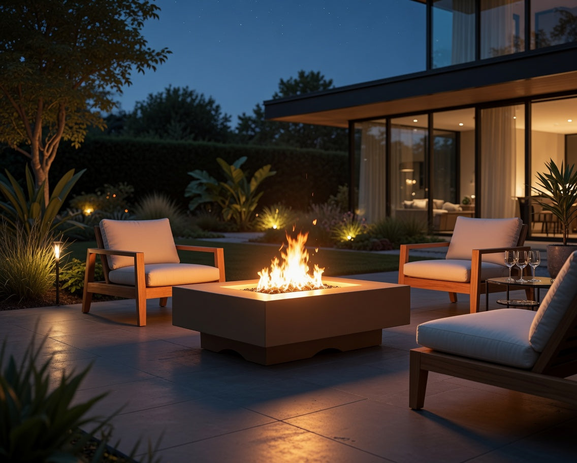 Del Mar Fire Pit – 96" | Handcrafted GFRC Concrete | The Outdoor Plus