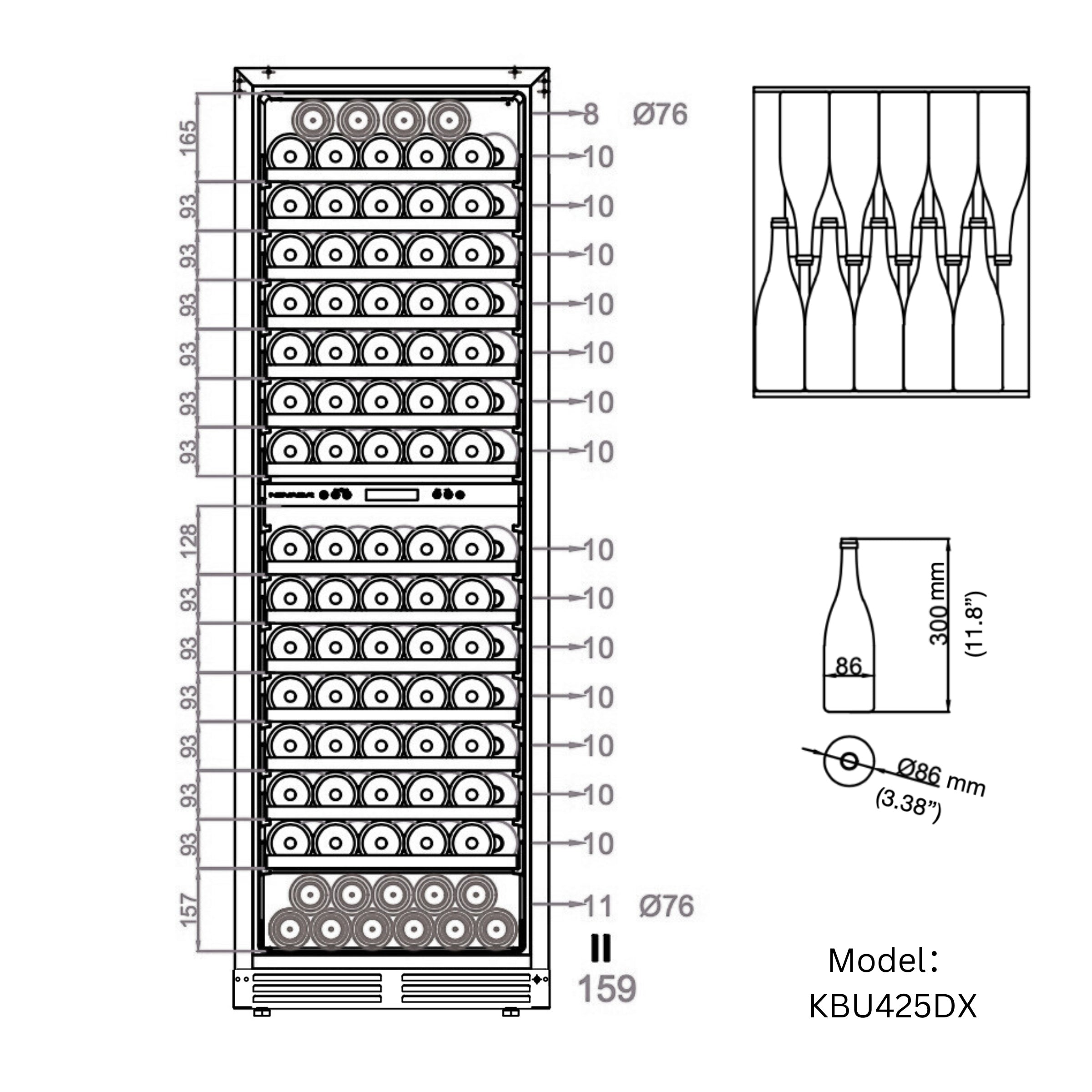 72-Inch Upright Dual-Zone Wine Cooler