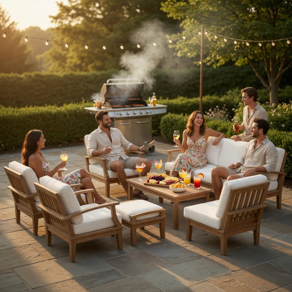Patio Elegance Marina Teak Outdoor Seating Set - 10-Piece Modway Collection