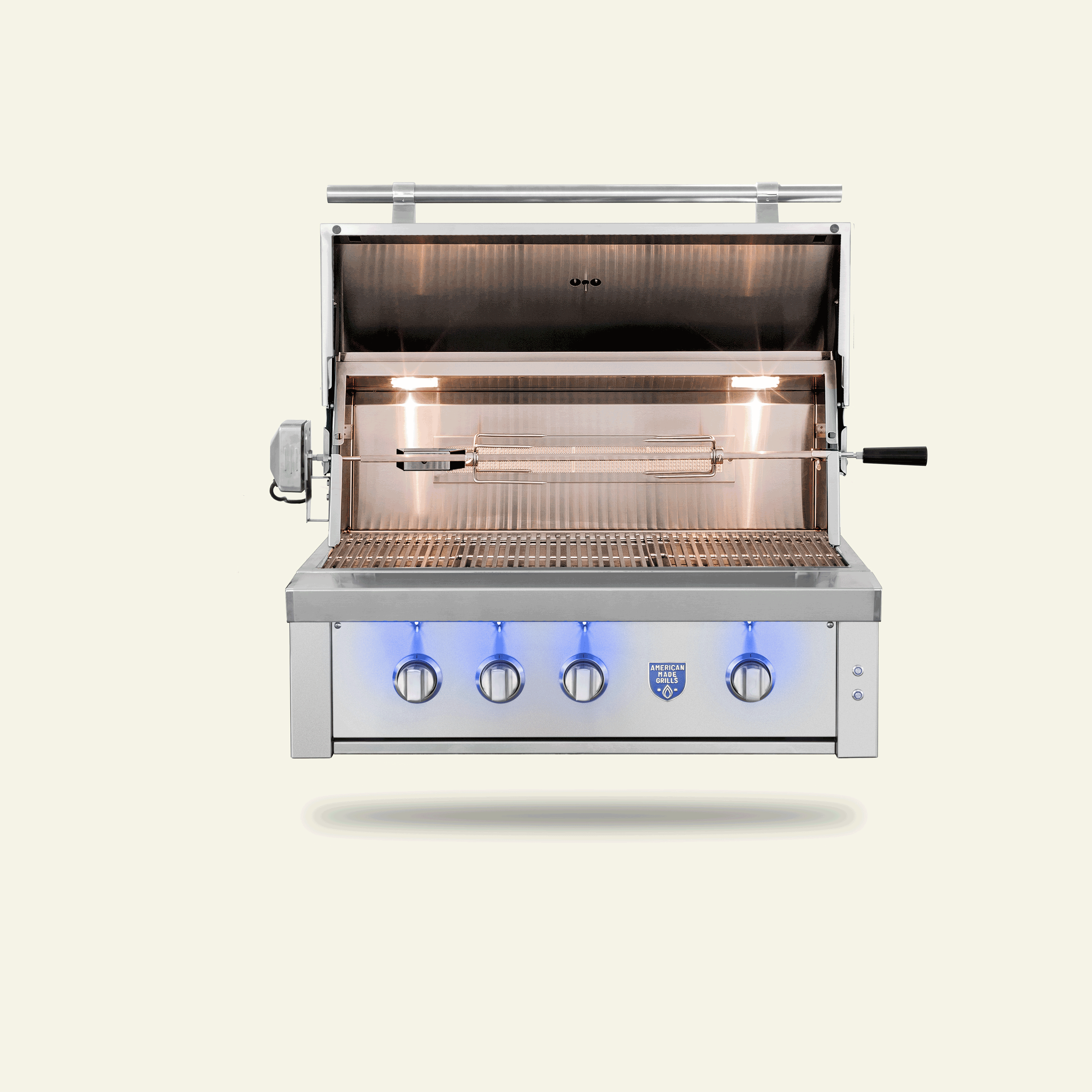Estate Freedom 36" Built-In Grill, open hood, front view