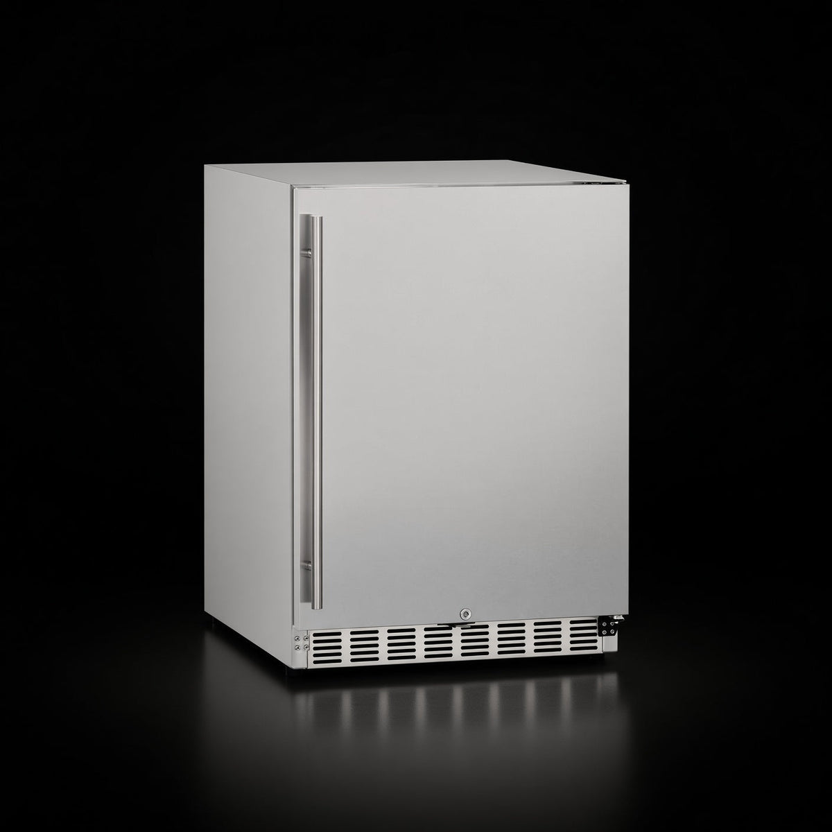 24" Deluxe Refrigerator with Stainless Steel Reversible Door, closed door front view