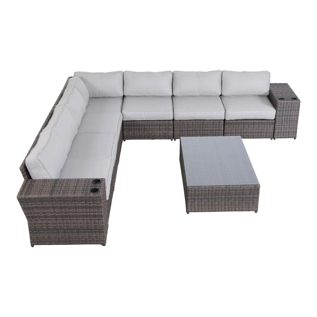 4-Piece Outdoor Wicker Sectional Set with Cushions - Fully Assembled