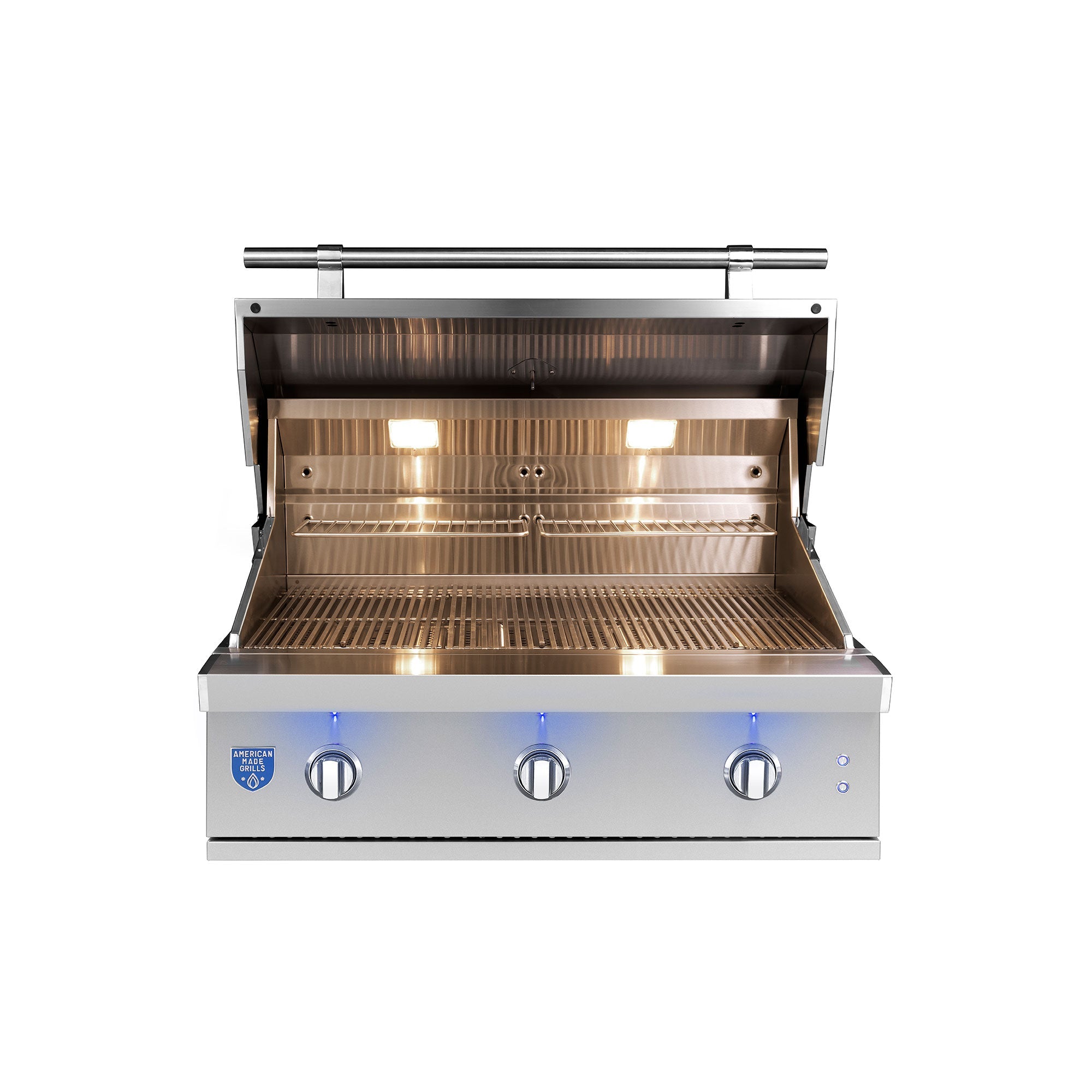 Atlas 36" Built-In Grill, open hood view