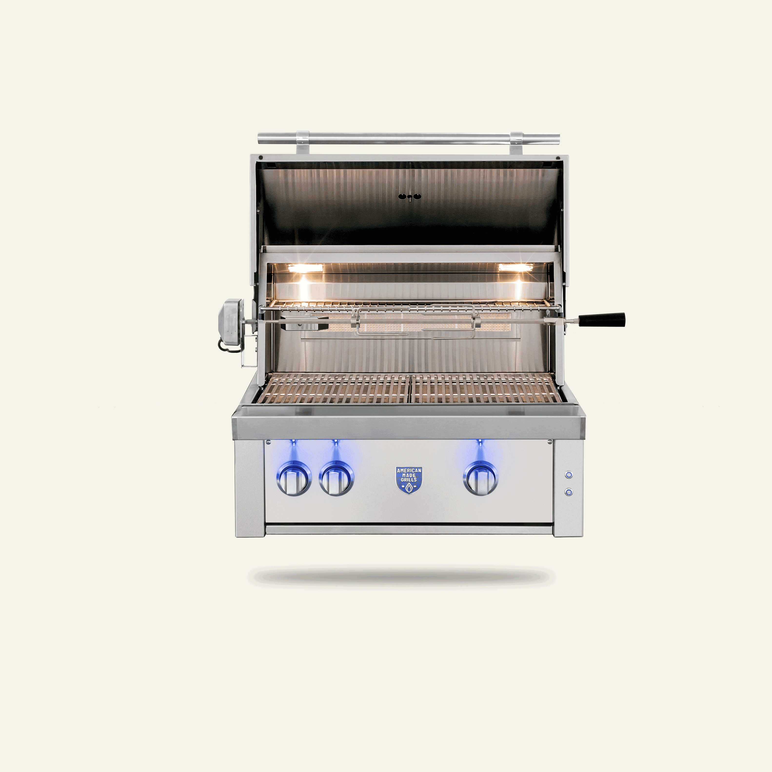 Estate 30" Built-In Grill, open hood, front view