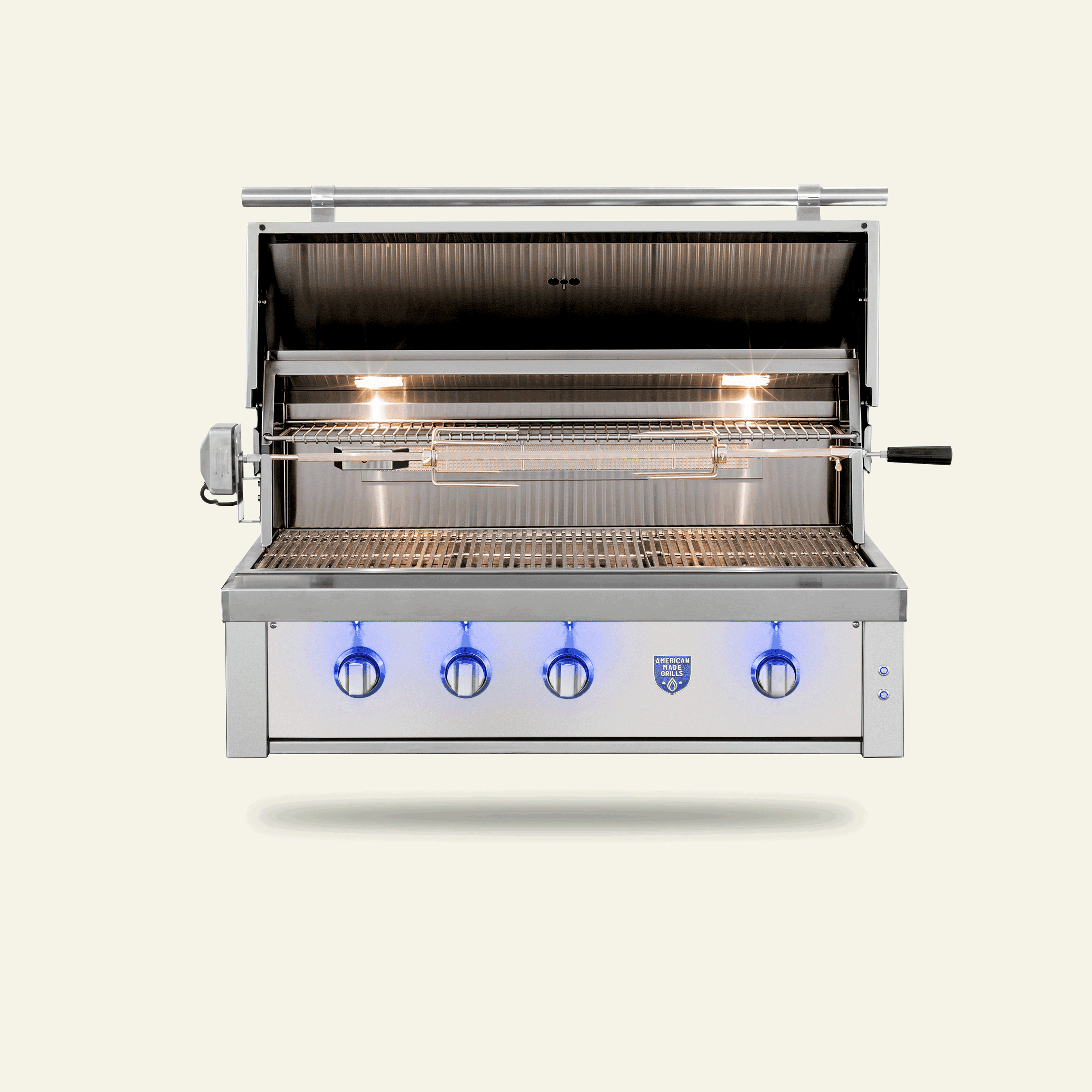 Estate Freedom 42" Built-In Grill, open hood, front view