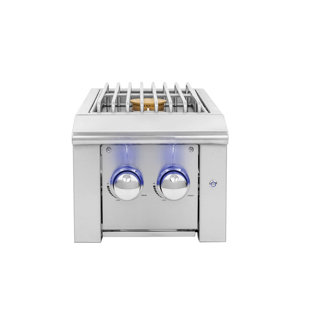 Alturi Double Side Burner, lid open, front view