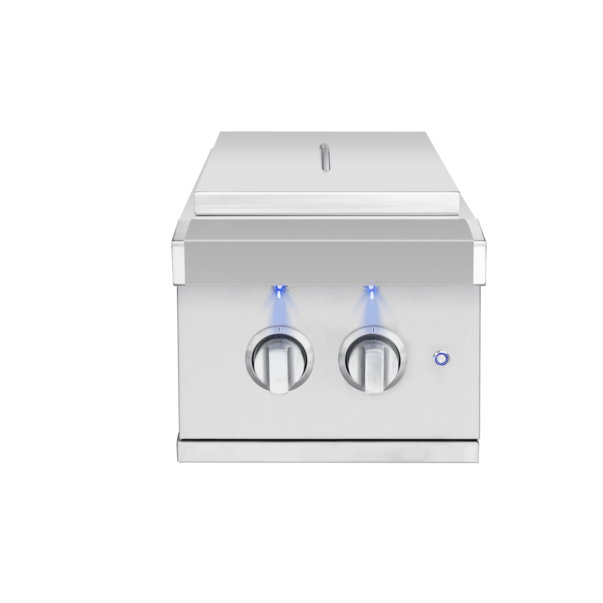 Atlas Double Side Burner, closed lid, front view