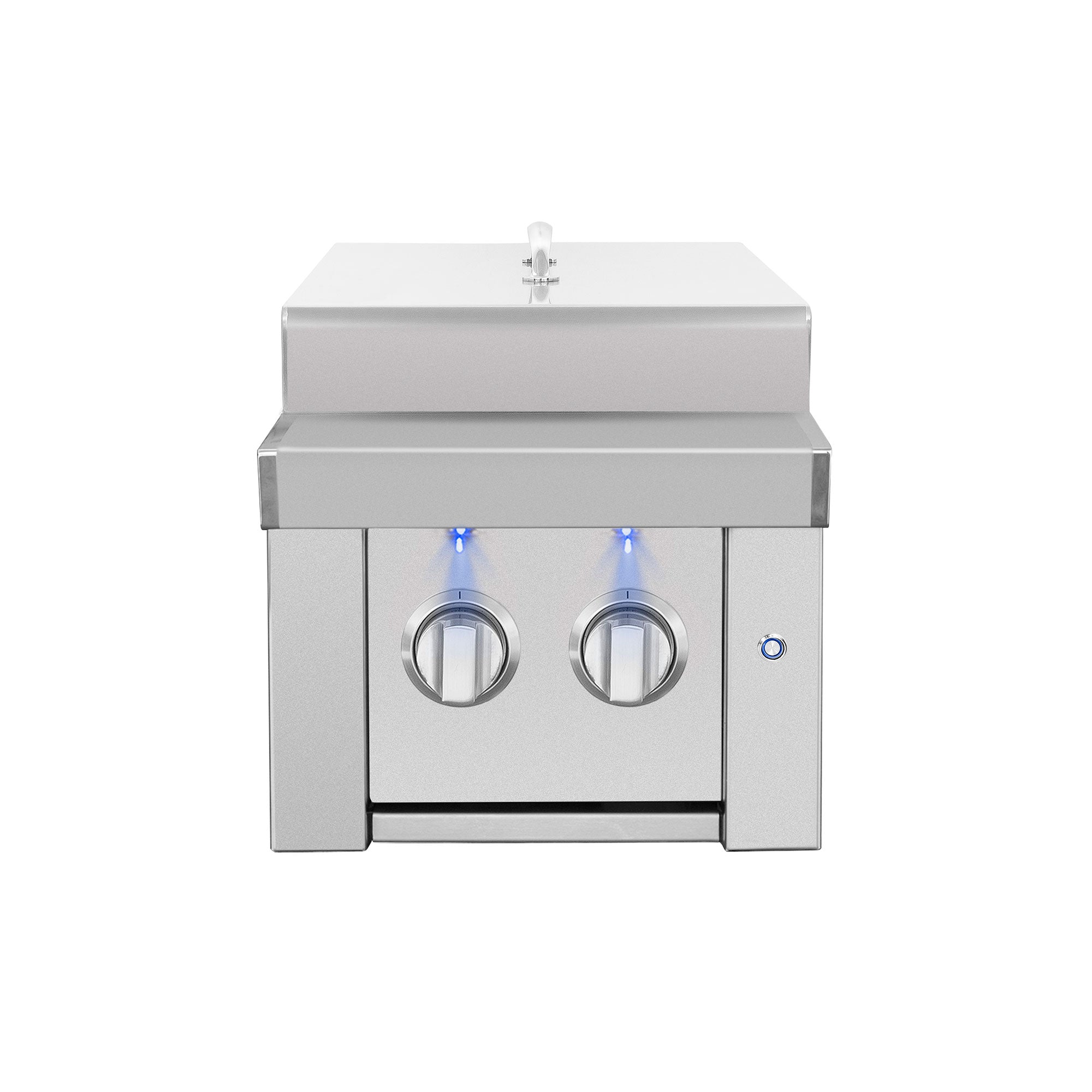 Estate Double Side Burner, closed lid, front view