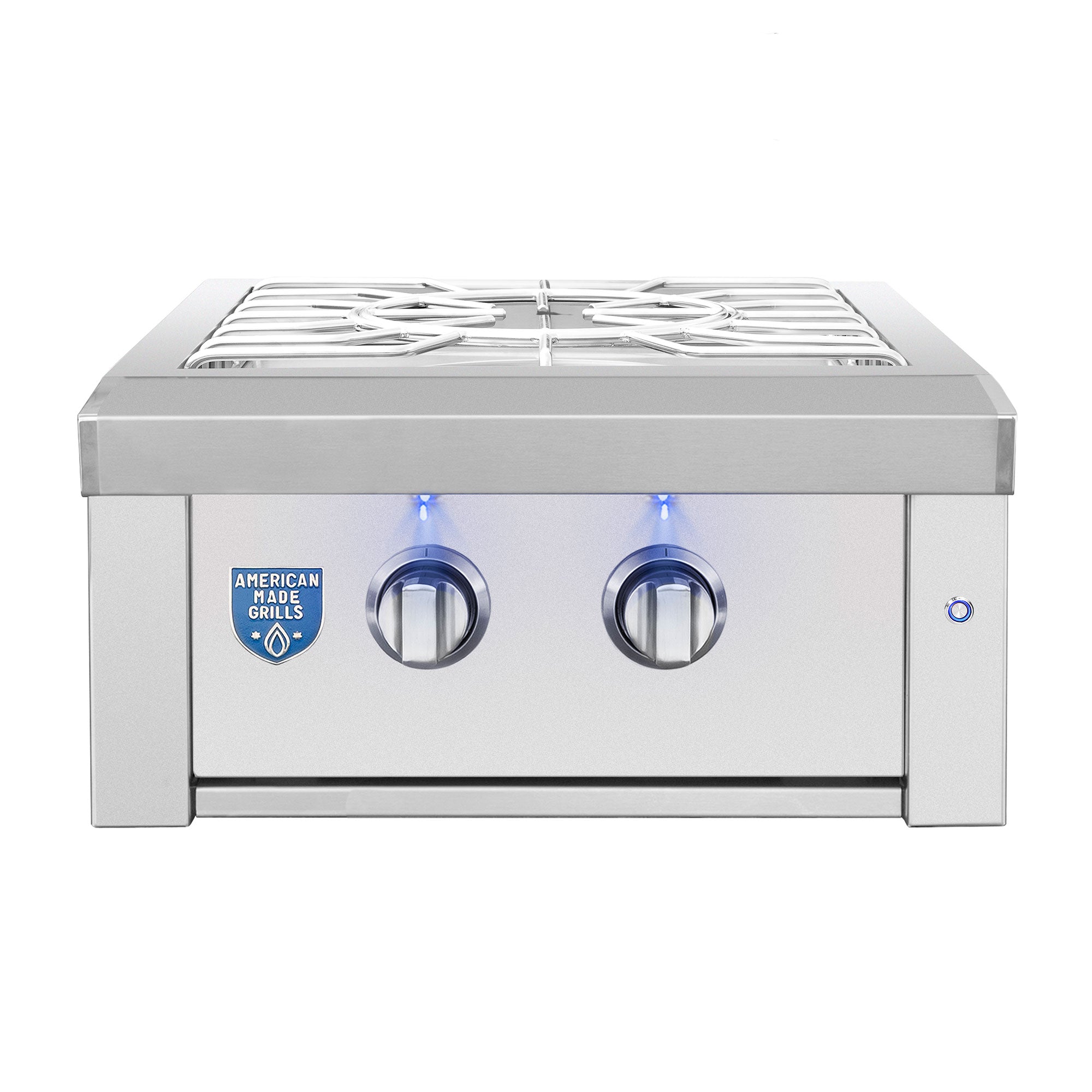 Estate Power Burner, lid open, front view