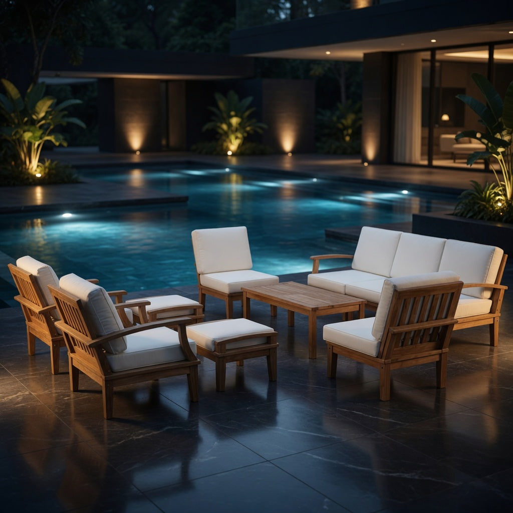 Patio Elegance Marina Teak Outdoor Seating Set - 10-Piece Modway Collection