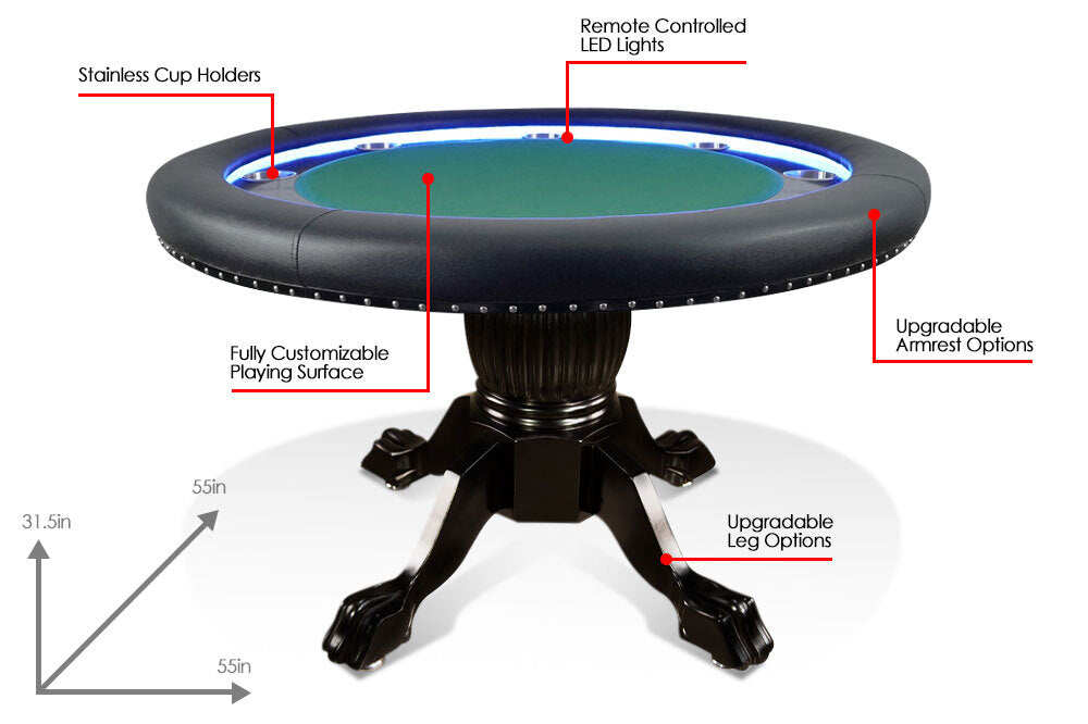 Ginza LED Poker Table – Black